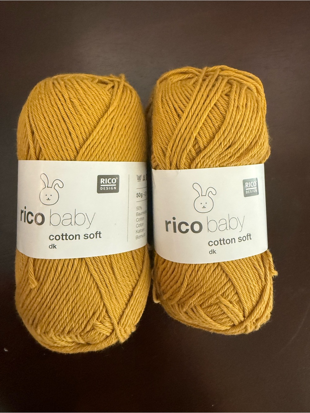 Rico Baby Cotton Soft Yarn 2 Skeins - Mustard Yellow